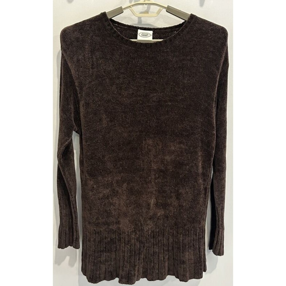 Vintage Laura Ashley Brown Chenille Tunic Sweater Long Sleeve S M